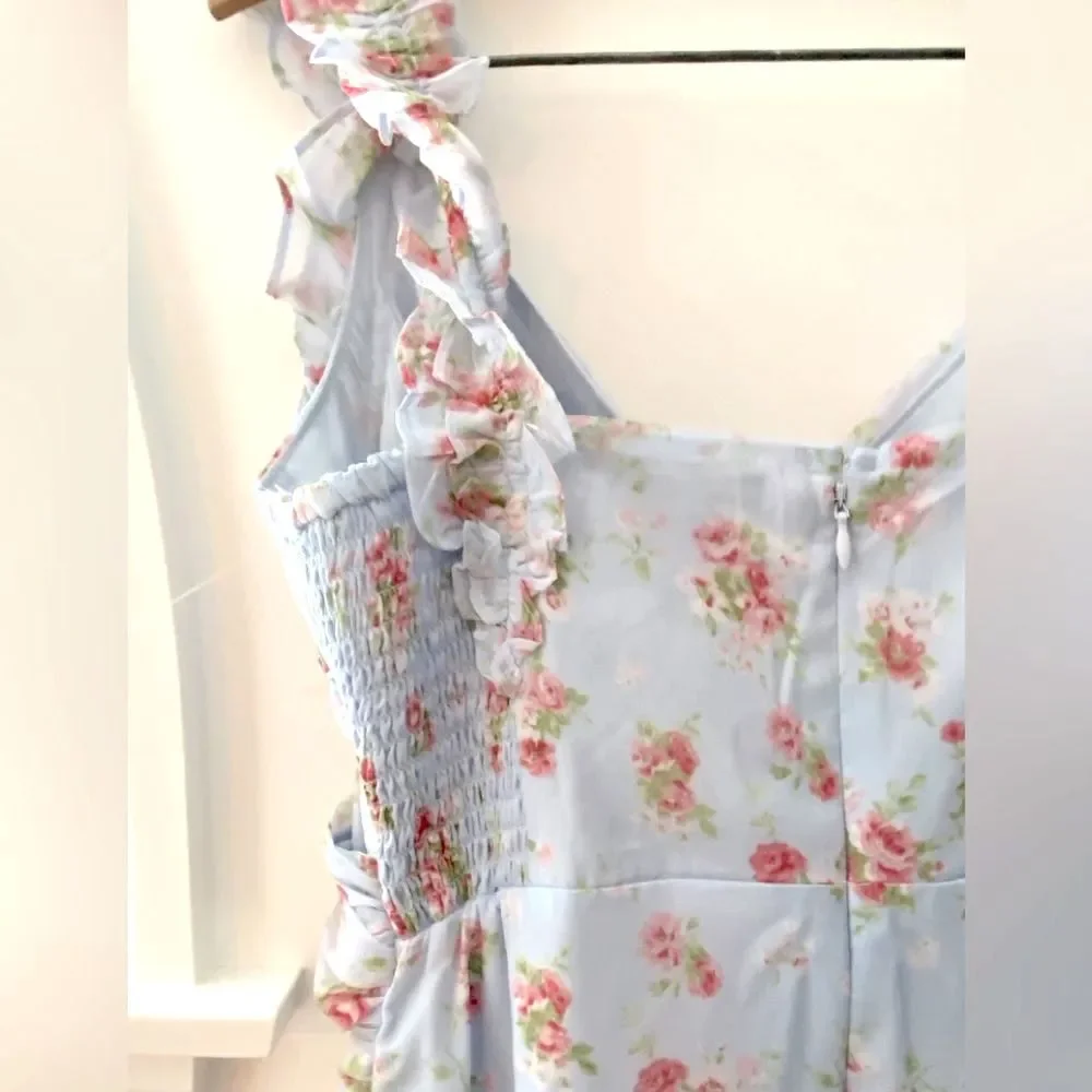 Abercrombie & Fitch Floral Asymmetric Ruffle Maxi Dress Size Small NWT Tiered
